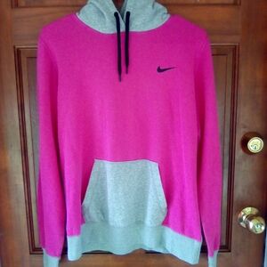 Nike Women's Pink and Gray Hoodie